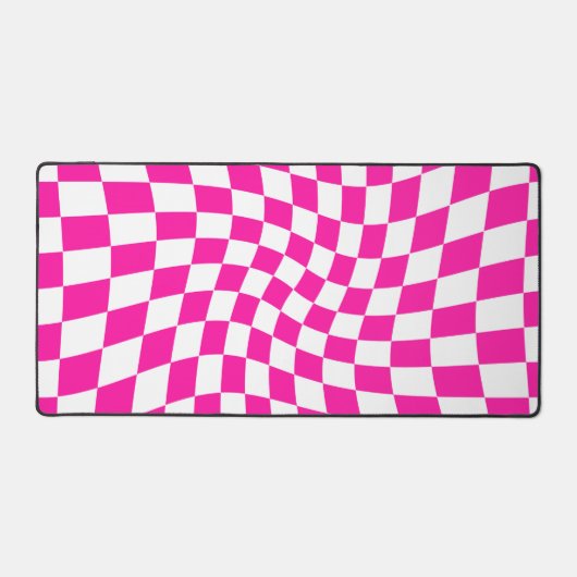Retro Pink Checked Warped Checkered Bureaumat (Voorkant)