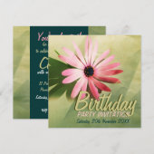 Retro Pink Daisy Flower Birthday Kaart (Voorkant / Achterkant)