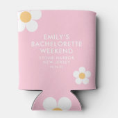 Retro Pink Daisy Personalized Bride Koelbox Blikjeskoeler (Achterkant)