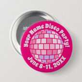 Retro Pink Disco Ball PERSONALIZED Button (Voorkant /achterkant)