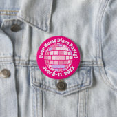 Retro Pink Disco Ball PERSONALIZED Button (In situ)