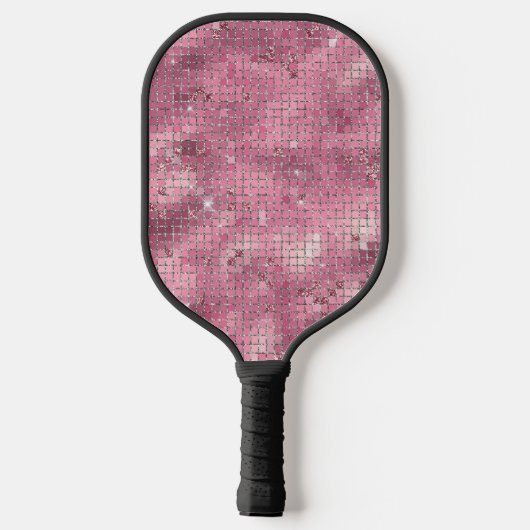 Retro Pink Disco Mirror | Monogram Pickleball Paddle (Achterkant)