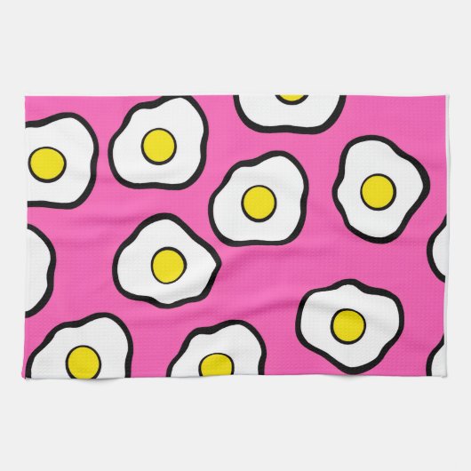 Retro pink egg towel theedoek (Horizontaal)