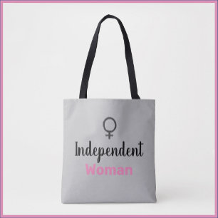 Retro Pink en Black Independent Woman Draagtas