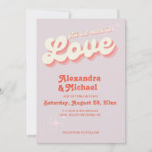 Retro Pink en Oranje uitnodiging tot weddenschappe (Voorkant)