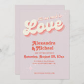 Retro Pink en Oranje uitnodiging tot weddenschappe (Voorkant / Achterkant)