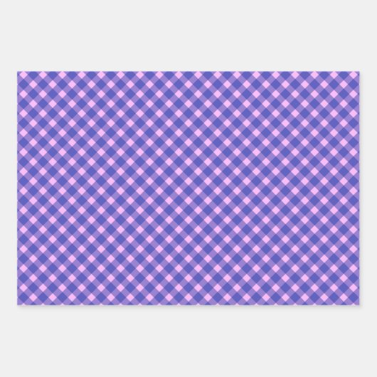 Retro Pink en Paarse Gingham Pset Pattern Inpakpapier Vel (Voorkant 3)