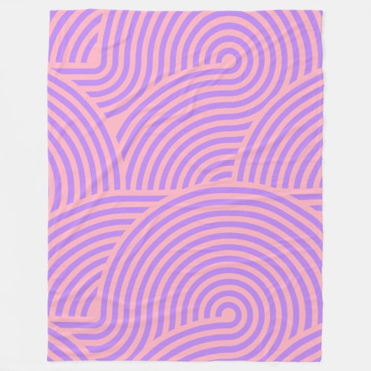 Retro Pink en Paarse Groovy Lines Patroon Fleece Deken (Voorkant)