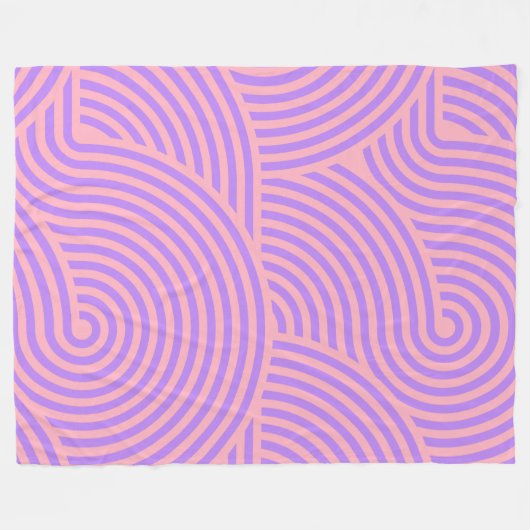 Retro Pink en Paarse Groovy Lines Patroon Fleece Deken (Voorkant (Horizontaal))