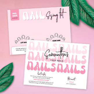 Retro Pink Faux Nails Sizing Kit Display Card
