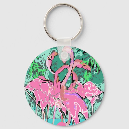 Retro Pink Flamingo Bird Sleutelhangers Flamingos  (Voorkant)