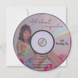 Retro Pink Girl's Music CD Birthday Kaart