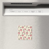 Retro Pink Girly Skull en Botten Magneet (Insitu (Vaatwasser))