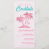 Retro Pink Glitter Flamingo en Palmbomen Menu (Voorkant)