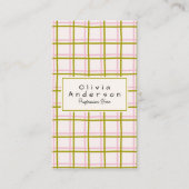 Retro Pink Green Checkered Stripes Trendy QR Code Visitekaartje (Voorkant)