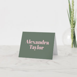 Retro Pink Green Cute Aesthetic Personalized Name Bedankkaart