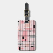 Retro Pink Grid en Starbursts Bagagelabel (Voorkant verticaal)