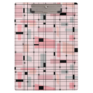 Retro Pink Grid en Starbursts Klembord