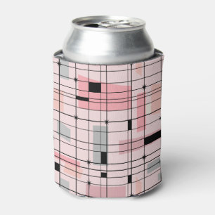 Retro Pink Grid en Starbursts Koelbox Blikjeskoeler