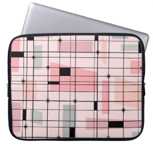 Retro Pink Grid en Starbursts Laptop Sleeve
