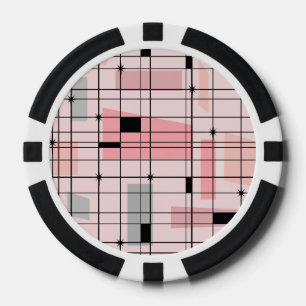 Retro Pink Grid en Starbursts Poker Chips
