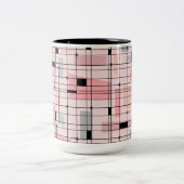Retro Pink Grid en Starbursts Two Tone Coffee Mok (Center)