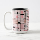 Retro Pink Grid en Starbursts Two Tone Coffee Mok (Links)