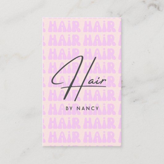 Retro Pink Groovy Haarstylist Visitekaartje (Voorkant)
