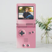 Retro Pink Handheld Gaming II Birthday Invitation (Debout devant)