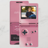 Retro Pink Handheld Gaming II Birthday Invitation (Devant / Derrière)