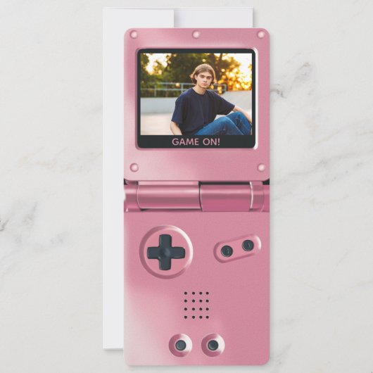 Retro Pink Handheld Gaming II Birthday Invitation (Devant)