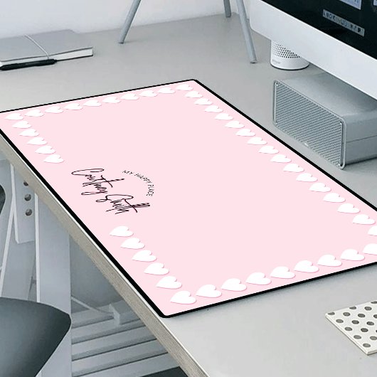 Retro Pink Heart Motif mignon Trendy Nom du script