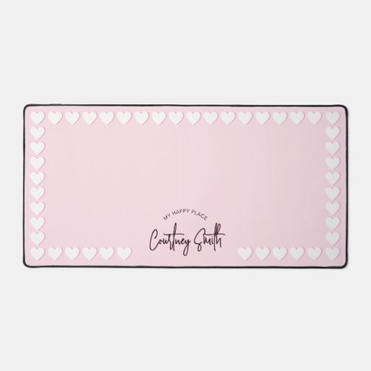 Retro Pink Heart Motif mignon Trendy Nom du script (Recto)