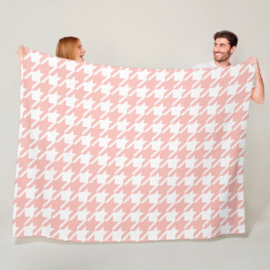Retro Pink Houndstooth Fleece Blanket Gift