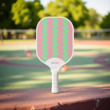 Retro Pink & Mint Green 70s/90s Stripes & Squiggle