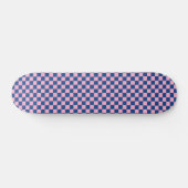 Retro Pink Navy Blue Checkered Bright Colorful Skateboard (Horizontaal)