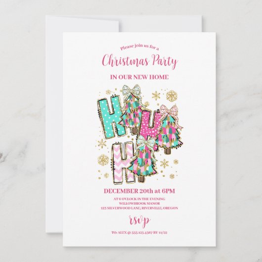 Retro Pink Nutcracker Christmas  Kaart (Voorkant)