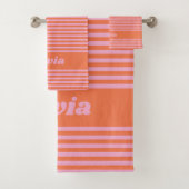Retro Pink Orange Stripe Personalized Name (En situation)