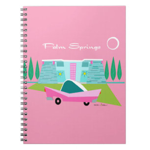 Retro Pink Palm Springs Spiral Photo Notitieboek