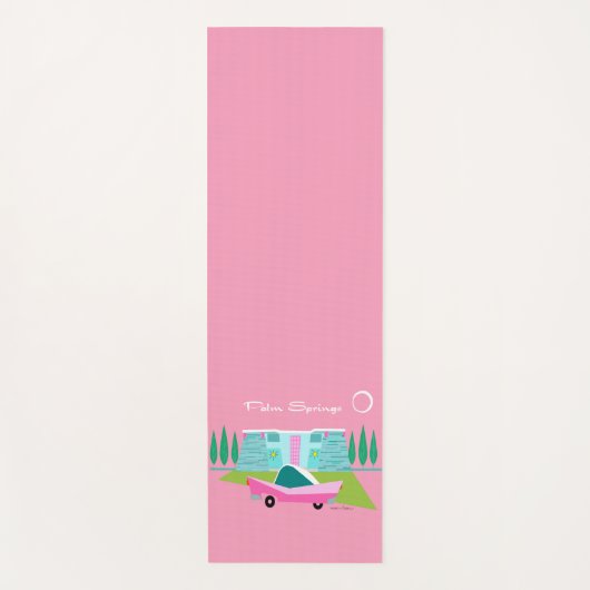 Retro Pink Palm Springs Yoga Mat (Voorkant)