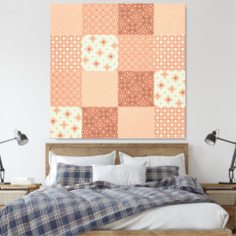 Retro Pink Patchwork Canvas Afdruk
