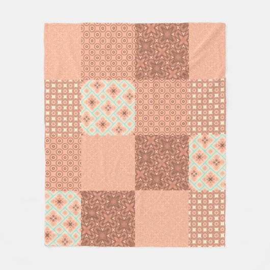 Retro Pink Patchwork Fleece Deken (Voorkant)