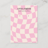 Retro Pink Pattern Groovy  Stud Earring Visitekaartje (Voorkant)