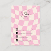 Retro Pink Pattern Groovy  Stud Earring Visitekaartje (Achterkant)