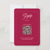 Retro Pink Peach Wave Lijst QR Code Weddenschap on RSVP Kaartje (Voorkant)