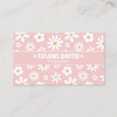 Retro Pink QR Code Groovy Floral Boho Girly Unique Visitekaartje (Voorkant)