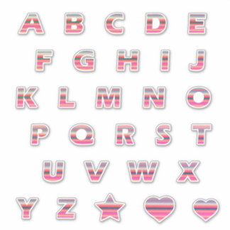 Retro Pink Rainbow Sunset Letter Monogram Sticker