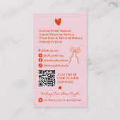 Retro Pink Red Doodles Makeup Artist QR Code Visitekaartje (Achterkant)