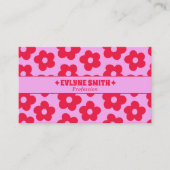 Retro Pink Red QR Code Groovy Floral Boho Girly Visitekaartje (Voorkant)