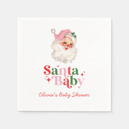 Retro Pink Santa Baby christmas baby shower Servet